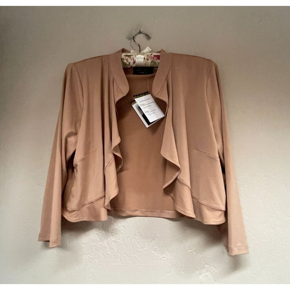 Bob Mackie Wearable Art Womens Size Large Open Front Ruffle Cropped Cardigan New